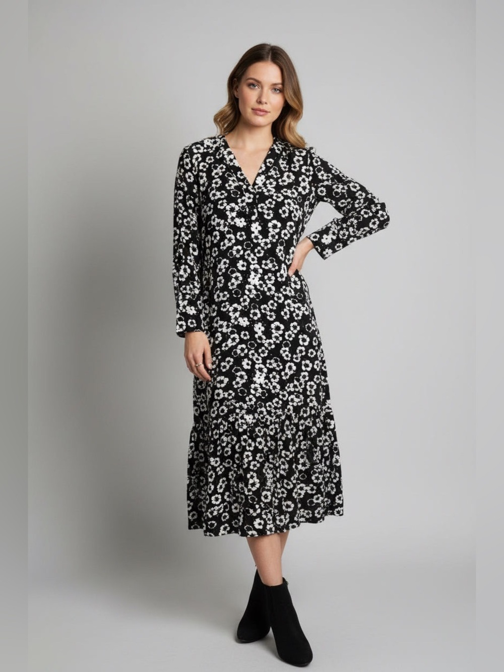 H&M Black and White Floral Maxi Dress